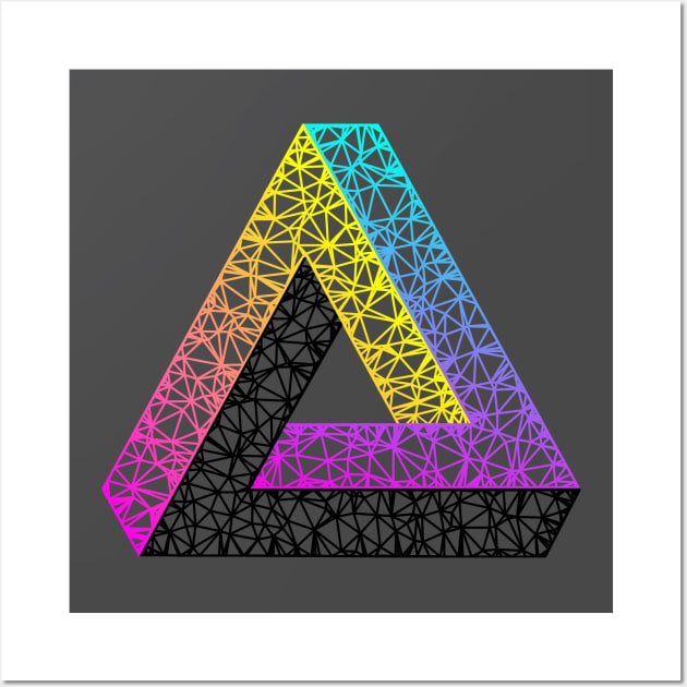 Penrose Triangle (Magenta Cyan Yellow Gradient) Wall Art by TRIME